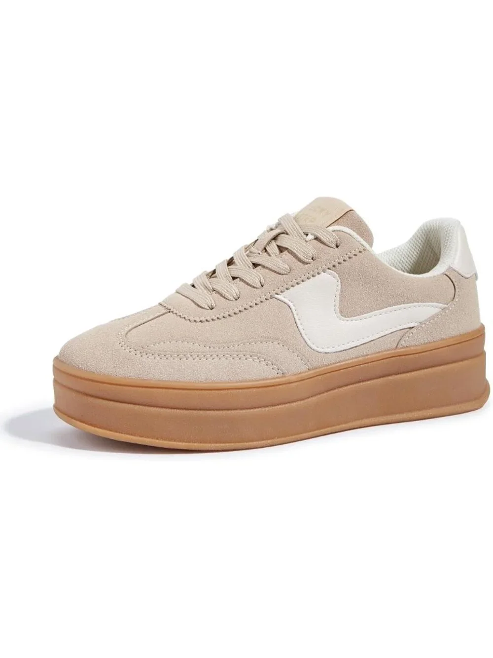 🆕Women's Beige Platform Fashion Sneakers Thick Sole Casual Walking Shoes